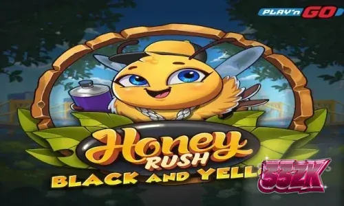 Tampilan visual slot Honey Rush Black and Yellow dengan tema urban neon